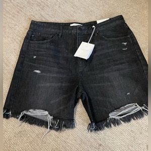Black denim shorts